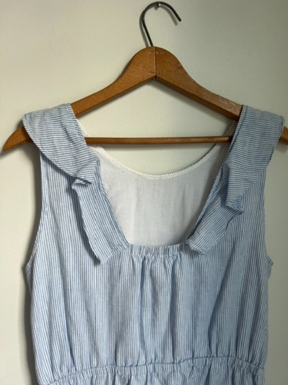 JCREW | Light Blue & White Striped Cotton Linen Sleeveless Mini Dress Size 8 - Picture 6 of 16